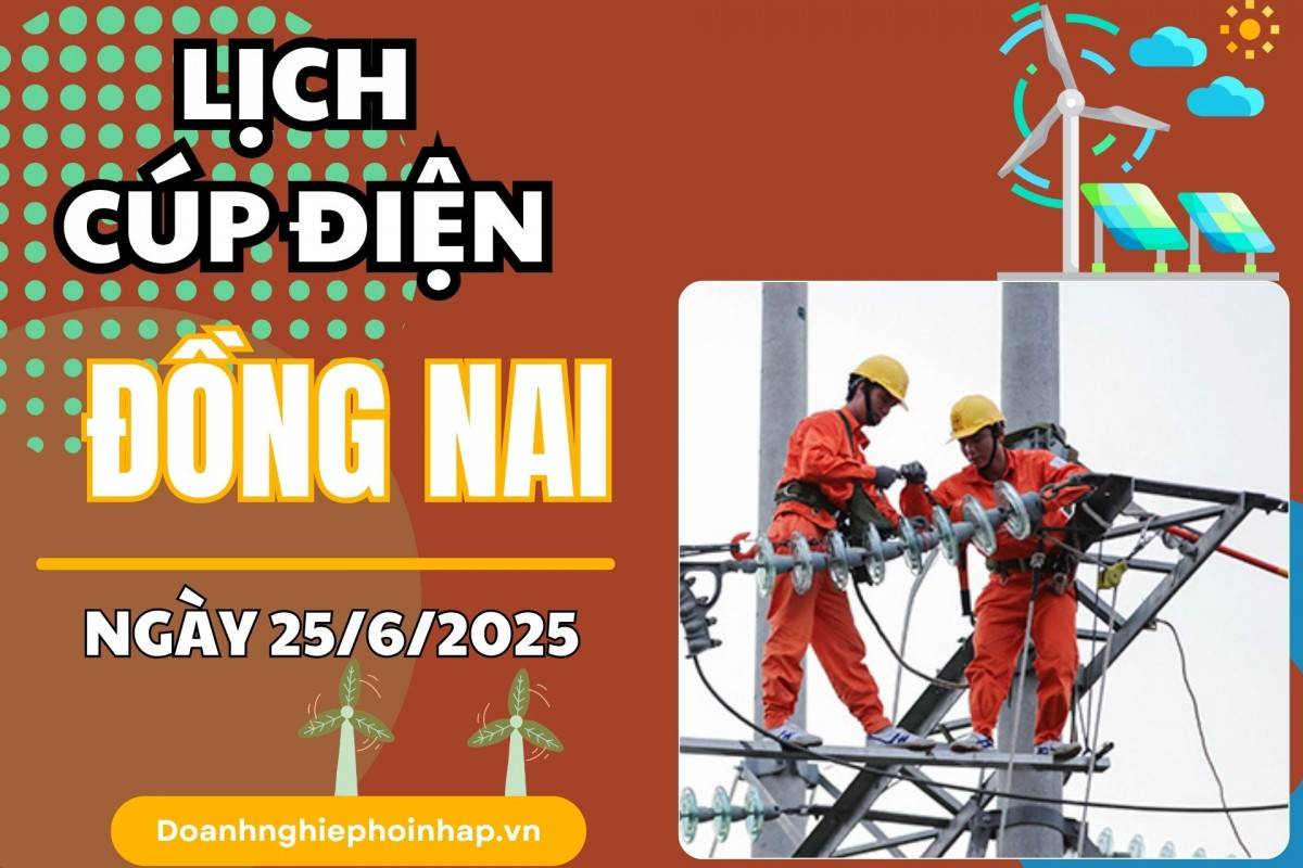 Lịch cúp điện Đồng Nai ngày 24/6/2025 mới nhất hôm nay