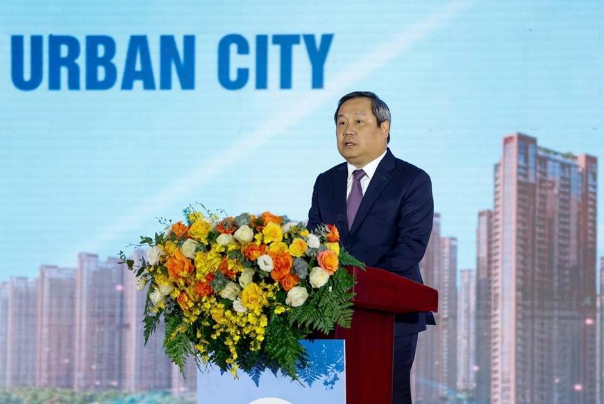 Chủ tịch UBND TP Hà Nội Vũ Đại Thắng phát biểu tại lễ khởi công. Ảnh: hanoimoi.vn