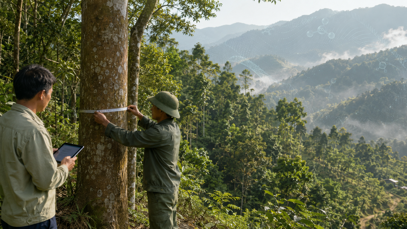 Theo dõi sinh trưởng và trữ lượng rừng là cơ sở để xác định lượng carbon được hấp thụ, hướng tới hình thành tín chỉ carbon rừng. Ảnh minh họa.
